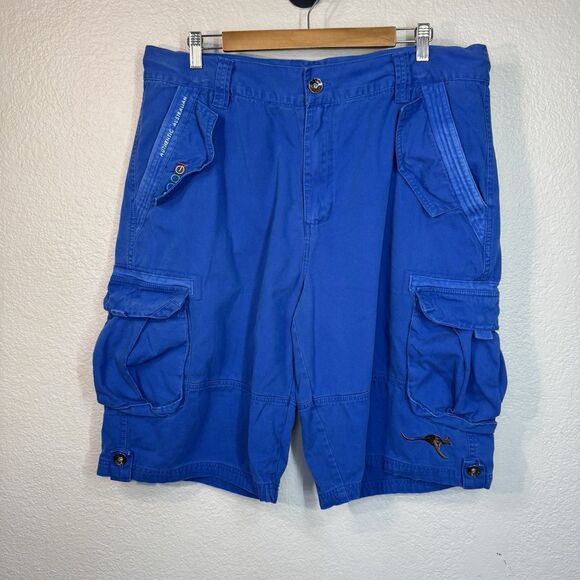 Coogi Shorts Men 38 Blue Cargo Pockets Drawstring Embroidered Aussie Hip Hop Y2K - Picture 1 of 10